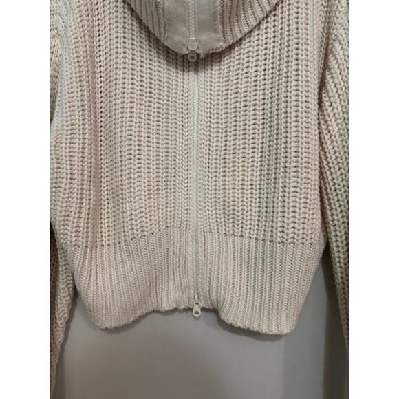 Aerie Sweater Zip Cardigan 2XL Chunky Knit Wide Collar Off White Cozy XXL - Picture 3 of 7